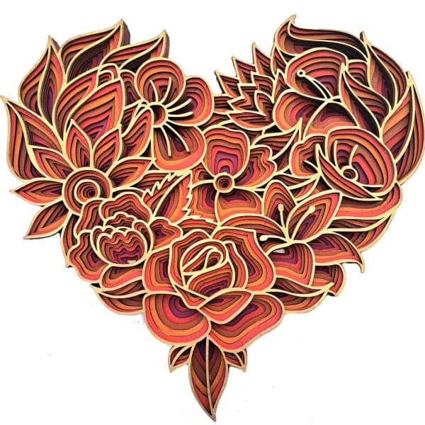 Mandala de madera corazon artesanal decoracion pared